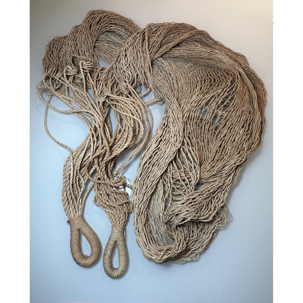 Vintage Hand Woven Sisal Rope Hammock Natural Fiber Mayan Boho Garden 10 ft - Picture 11 of 13